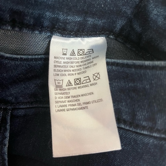 Women With Control Tummy Control Size 16P Wide Leg Crop Stretch Dark Blue Jeans - Picture 4 of 8